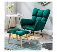 Genérico Cómoda Mecedora Moderna con otomana - Silla Auxiliar tapizada con Respaldo Alto y reposabrazos, Ideal para la habitación del bebé y la Sala de Estar, Elegante Silla Auxiliar Verde