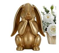 Generico Conejito de oro de resina | Figura de conejo de Pascua pensativo - de mesa de conejo dorado | para casa, estantería, mesa, entrada, salón, granja, oficina, de Pascua