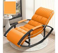 Genérico Conjunto de Mecedora y reposapiés extragrandes para Exteriores: Respaldo y reposapiés Ajustables, Patio y Sala de Estar, Elegantes Patas Negras y Vibrante Color Naranja.