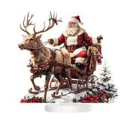 Genérico Decoración Acrílica De Trineo De Papá Noel | Estatua Navideña Acrílica 2D Decoración De Césped para Jardín Al Aire Libre, Figura Navideña De Papá Noel con Trineo De Renos, Decoración De Noel