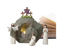 Genérico Decoración de Tumba Vacía | de Figuras Religiosas - Escena de la Natividad de Pascua | para Decoración Chimenea Oficina Casa Iglesia