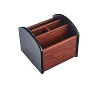 Genérico Desktop Storage Box - 5.7 Inches Wooden Organizer Stand | 5.1 Inches Rotating Pen Holder - Multi-Compartment Desk Storage for Office School Home Keeping Stationery Neat