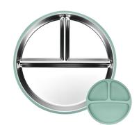 Genérico Divided Serving Tray - Metal Dishes for Kids | Non Stick Portion Control with Robust Steel & Matte Texture for, Camping, Daily Meals, Travel and Professional Utility