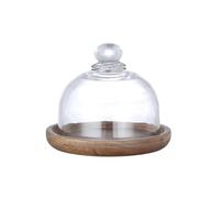 Genérico Domo Cristal Pastel - Madera, Protección Pastelería Hogar Pro, Tapa de Alimentos Cocina Saludable, Campana Transparente Pequeño Tamaño Postre Elegante | Bandeja Service Chic For Servir
