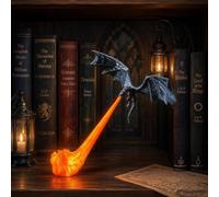 Generico Dragon Bookshelf Nook Light, 3D Printed Fire-Breathing Fantasy Shelf Decor | Flying Dragon Design | Red or Blue Flame | Book Lover Gift | Halloween Shelf Display