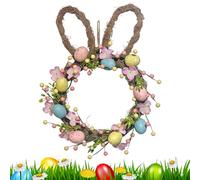 Genérico Easter Front Door Bunny Wreaths - Festive Artificial Floral Eggs Garland | Front Door Bunny Wreath Decor for Home Holiday Party Farmhouse Window Patio, 1-Pack, Colorful