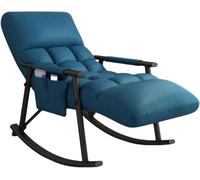 Genérico Elegante Mecedora Moderna para Dormitorio: cómoda Silla de Interior con reposapiés Ajustable y Bolsillos Laterales, Patas Azules y Negras: Mueble Ideal para Relajarse y Decorar su hogar.