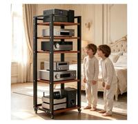 Genérico Equipo HiFi 5 Niveles con Ruedas,Soporte Multimedia AV Móvil,Torre De Rack De Audio para Reproductor De DVD,Centro De Entretenimiento De Esquina para Cine En Casa