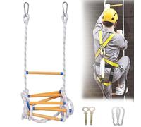Genérico Escalera de Cuerda de Nailon para Escape de Incendios con mosquetón - Equipo de Entrenamiento y Rescate de Escalada de 5 m (16 pies), Escalera de Seguridad portátil para Uso en emergencias y