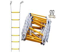 Genérico Escalera de Cuerda para Escape de Incendios - Capacidad de Carga de 420 kg, 8 m de Longitud, solución de Escalada de Emergencia para 2/3/4 Pisos con Ganchos para Ventanas y Balcones, Ideal p