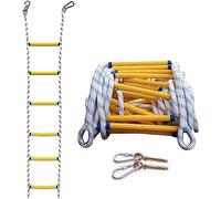 Genérico Escalera portátil de Cuerda Flexible de 15 m - Escape de Emergencia contra Incendios, diseño Plegable y Ligero, Escalera de Seguridad de 2 a 6 peldaños, fácil de Usar, Material de Resina dur
