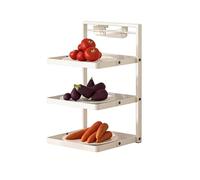 Genérico Estante de almacenamiento de cocina plegable, estante de almacenamiento de cocina montado en escritorio/pared, adecuado for preparación de alimentos y olla caliente(White,Triple-layered)