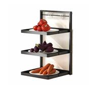 Genérico Estante de almacenamiento de cocina plegable, estante de almacenamiento de cocina montado en escritorio/pared, adecuado for preparación de alimentos y olla caliente(Black,Triple-layered)