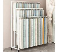 Genérico Estante Expositor de Telas de 3 Niveles con Barra Ajustable, Soporte para muestras de alfombras, Mantas, edredones, Bufandas, Toallas y tapetes - Blanco, 100x30x180cm/40x12x71in