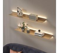 Genérico Estantería Colgante de Pared, estantería metálica iluminada de Pared, estantes flotantes de Pared Multicapa, estantes flotantes de Pared con luz LED cálida - Estante emisor de luz de aleació