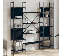 Genérico Estantería Libros Negro 155,5 x 24 x 166,5 cm, Portalibros de madera de ingeniería y acero recubierto de polvo, biblioteca con estantes abiertos para almacenamiento y exposición de libros,