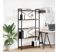Genérico Estantería Roble ahumado 80 x 30 x 155 cm, estantería independiente de madera de ingeniería con marco de acero negro, mueble de almacenamiento a nivel para oficina moderna, estilo industrial.