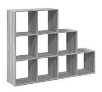 Genérico Etagere Separador Piece 3 Niveles 9 Cubos Gris | Madera de ingeniería duradera, estante cubo de almacenamiento de libros, estante decorativo salón, montaje en pared incluido