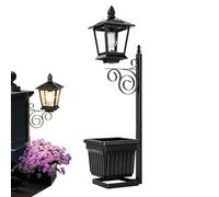 Genérico Farol solar de poste con macetero,Lámpara Solar Exterior Dos en con Maceta,Luces con Jardinera - para Exterior Patio Porche Jardín Trasero Césped Terraza Balcón Sendero Apartamento