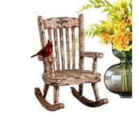 Genérico Figura Silla Estatua de Mesa Estilo Farmhouse con pájaro Rojo | Decoración para estantería para hogar salón cocina escritorio encimera estante repisa chimenea mesita de