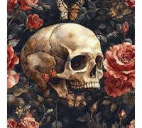 Genérico Flores Hojas Cráneo Papel Pintado Autoadhesivo Gótico 44x300 cm Papel de Pared Removible Impermeable Estilo Vinilo PVC Pegatina es Estante del cajón de la cubierta del rodillo A-316