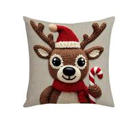 Genérico Fundas de Cojín Navideñas | Funda de Lino Suave con Alce | 46x46cm Funda De Almohada De Reno - para Hogar Sala de Estar Sofá Interior Exterior Decoración de Habitación Rústica Invierno