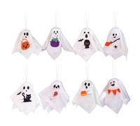 Genérico Ghost Ornaments, Cute 8-Piece Halloween Tree Decor Set, Haunted House Decorations for Farm, Home, Yard, Backyard, Patio, Entryway, Window, Front Garden, Indoor & Outdoor
