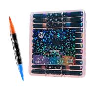 Genérico Glitter Marker Pens, Twin Tip Highlighters, Brush Coloring Markers, Shimmer Art Set, for Notebook Birthday Classroom School Office Adults Kids Teens Creative Drawing Journaling Craft Use