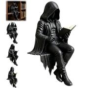 Genérico Gothic Dark Fantasy Figure,Hooded Shadow Reader Statue,Skull Black Robe Mystery Reading Sculpture,Unique Home Office Desktop Decor,Unique Gift for Book Lovers Gothic Art Collectors