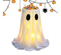Generico Halloween Ghost Candy Bowl Stand 26x26cm LED Light Decoration with Remote Control 8 Lighting Modes Candy Holder for Front Door Party Trick or Treat Display