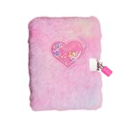 Genérico Heart Diary for Girls, Plush Journal Notebook with Lock, Secret Writing Notebook for Kids, Cute Furry Cover, Gift for Girls Ages 6-12, School, Home, Personal Thoughts