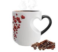 Genérico Heat Activated Color Changing-Mug, 325ml Ceramic Heart Handle-Mug