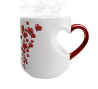 Genérico Heat Activated Color Changing-Mug, 325ml Ceramic Heart Handle-Mug