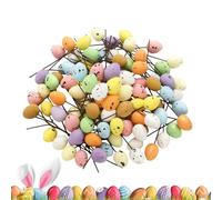 Genérico Huevos de Pascua, 100 piezas de huevos manchados para tartas - huevos de espuma con tallos, para florero corona guirnalda decoración