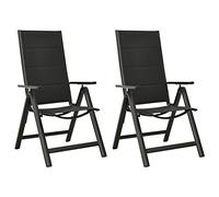 Genérico - Juego de 2 sillas plegables para jardín, color negro, silla plegable exterior, respaldo ajustable, 7 posiciones, marco de aluminio recubierto de polvo, asiento textileno transpirable