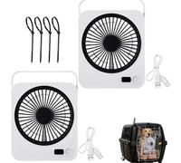 Genérico - Juego de 2 ventiladores para jaula de perro, recargables USB, 5 velocidades, ultra silenciosos, para jaula, perrera y caja de transporte (versión 2025 con marco blanco)