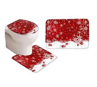Generico Juego de decoración para el baño de Navidad - Tapa de asiento de inodoro | Tapa de inodoro de Navidad | Estera antideslizante Festivo | Evaluaciones de escena de las vacaciones de invierno