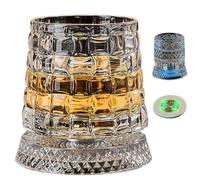 Genérico Juego De Vasos De Whisky Giratorios, Copa De Vino De Cristal Giratoria Con Luces LED Y Base, Función Reductora De Presión For Vacaciones En El Bar En Casa(E)