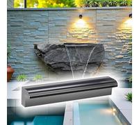 Genérico Kit de Cascada con Tubo Corrugado para Exteriores, Cascada Moderna de Acero Inoxidable de 61 Pulgadas, Fuente Rectangular de Roca para Piscinas Exteriores y EST