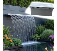 Genérico Kit de vertedero para Cascada con tubería corrugada para Exteriores, rebosadero de Acero Inoxidable para Piscinas y estanques de jardín, 100 cm, Fuente en Cascada Decorativa, desagüe platead