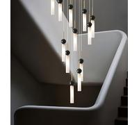 Genérico Lámpara de techo for escalera, accesorios iluminación LED for interiores, luces colgantes nórdicas, candelabro anillo acrílico for Loft, moderno,Luz colgante(18 heads,Neutral Light)