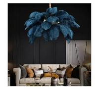 Genérico Lámparas de araña, Lámpara colgante de plumas avestruz nórdicas for sala estar, dormitorio, interior, luces LED colgantes(Blue D60cm)