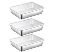 Generico Large Food Storage Container, Stainless Steel Fridge Organizer, 9.84x7.87x1.97 inches Meat and Fruit Keeper, Leakproof Meat Tray for Kitchen, Airtight Refrigerator Box