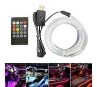Genérico Luces LED Activadas por Sonido 1-4 m Tira Luminosa de 7 Colores Activada por Voz 5W Iluminación Ambiental para Coche Lámparas de Ambiente para Estanterías TV Monitor Sala Salpicadero