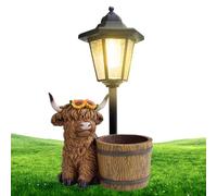 Genérico Maceta - Resina, Luz de Poste de lámpara Solar, Luz de Maceta de Highland | Decoración de macetero con energía Solar para Exteriores para Uso en Patios, porches, pasillos y entradas