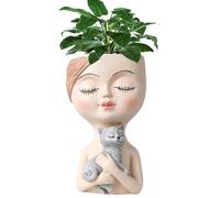 Genérico Macetero con Cabeza de Maceta con Cara, Lindo con decoración para Mascotas | Lady Plant Container Agujero de Drenaje para Plantas de Interior y Exterior, Regalos de jardinería Amigos