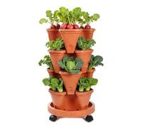 Genérico Macetero para Fresas - 4 Niveles Apilable Macetero Vertical,Macetas De Jardín con Drenaje Automático, Ruedas Y Bandeja Inferior - Cultivo de Frutas en Balcón