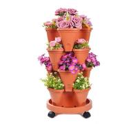 Genérico Macetero Vertical - Contenedor De Plantas Apilable con 4 Niveles | Maceta con Drenaje Automático, Ruedas y Bandeja Inferior,para Fresas, Verduras, Frutas, Balcón, Interior, Exterior