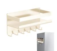 Genérico Magnetic Refrigerator Shelf Carbon Steel Kitchen Organizer Rack Wall Mounted Storage Rack with 6 Hooks No Drill Space Saving Holder For Seasonings and Essentials