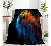 Genérico Manta Sofá Suave Fútbol Dinámico Pop Art Franela Microfibra | Manta polar de 180 x 200 cm, 270 g/m², efecto cocooning, todas las estaciones, llamas fuego brasas frescas, transpirables